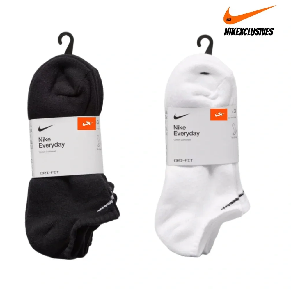 Nike Dri-fit Everyday Cushioned No Show ankle Socks 6 Pairs black white